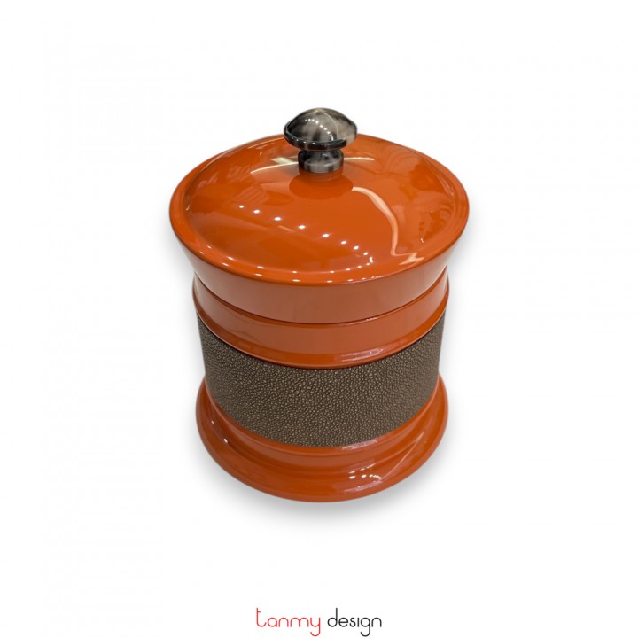 Hộp trà tròn cam - 13*13*H16cm, kt bên trong 8*H7cm